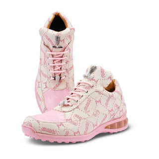 Mauri 8900/8 Overlord Men's Shoes Cream & Taste of Berry Exotic Crocodile / Fabric Casual Sneakers (MA5425) (Special Order)-AmbrogioShoes