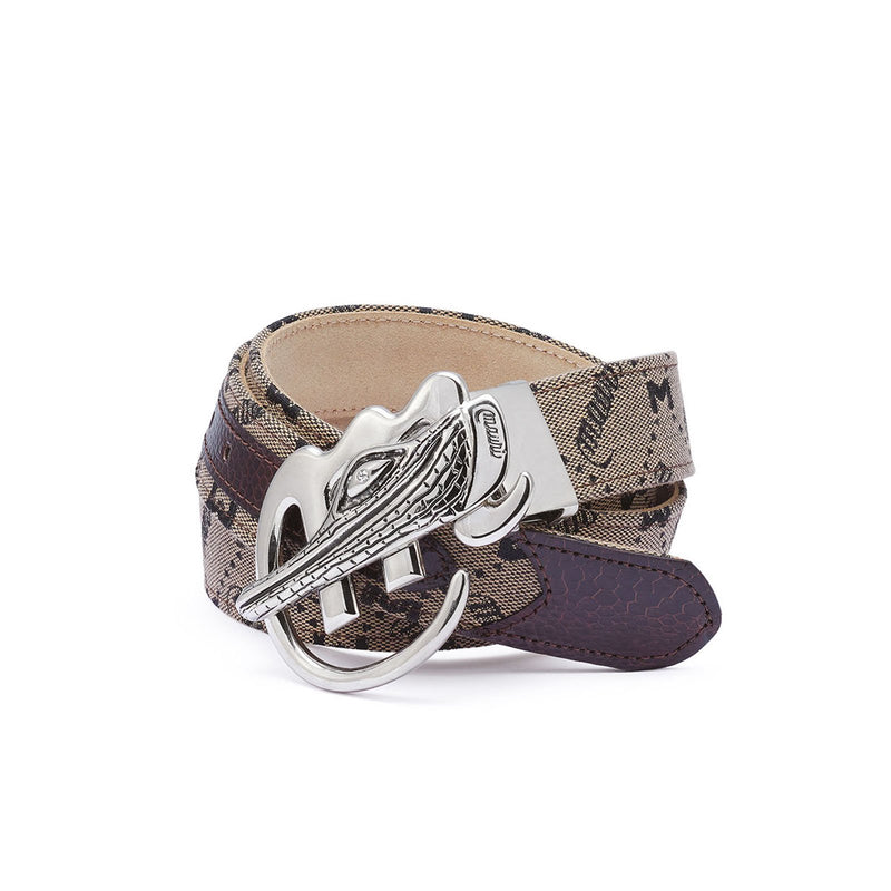Mauri AB6 Men's Brown Sport Rust & Taupe Ostrich Leg / Fabric Belt (MAB1004)-AmbrogioShoes
