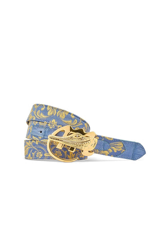 Mauri AB6 Men's Exotic Crocodile Skin Gobelins Fabric Belt (MAB1027)-AmbrogioShoes