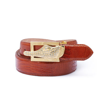 Mauri AB9 Men's Gold Ostrich Leg Belt (MAB1005) (Special Order)-AmbrogioShoes