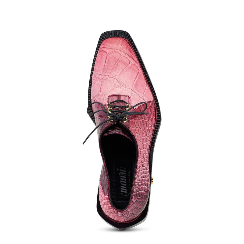 Mauri Candyman 4948/2 Men's Shoes Ruby Red Combo Exotic Alligator Oxfords (MA5468)-AmbrogioShoes