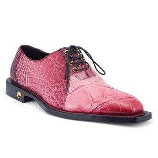 Mauri Candyman 4948/2 Men's Shoes Ruby Red Combo Exotic Alligator Oxfords (MA5468) (Special Order)-AmbrogioShoes