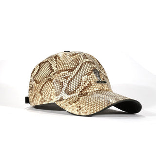 Mauri Cap H65 Men's Beige Exotic Snake-Skin Hat (MAH1016)-AmbrogioShoes