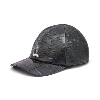 Mauri Cap H65 Men's Black Exotic Crocodile / Nappa Embossed Hat (MAH1008) (Special Order)-AmbrogioShoes