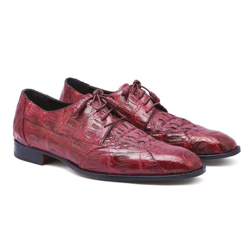Mauri Casino M777 Men's Shoes Burgundy Caiman Crocodile / Hornback Oxfords (MA5265)-AmbrogioShoes