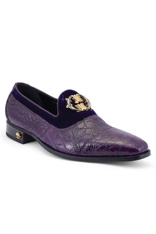 Mauri Count 3215 Exotic Alligator Skin & Velvet Slip-On Loafers (MA5473)-AmbrogioShoes
