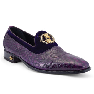 Mauri Count 3215 Men's Shoes Exotic Alligator Skin & Velvet Slip-On Loafers (MA5473) (Special Order)-AmbrogioShoes