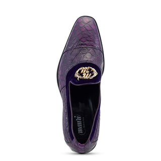 Mauri Count 3215 Men's Shoes Violet Exotic Alligator / Velvet Slip-On Loafers (MA5473) (Special Order)-AmbrogioShoes