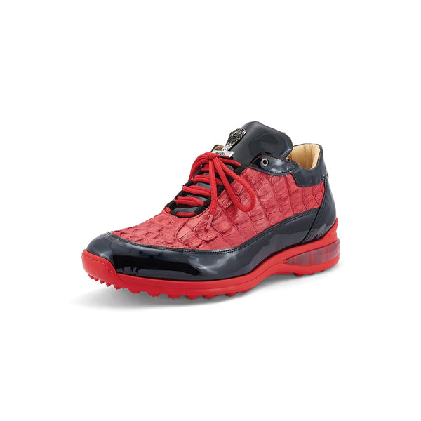 Mauri Gambit 8415 Men's Shoes Black & Red Exotic Hornback / Patent Leather Casual Sneakers (MA5542)-AmbrogioShoes
