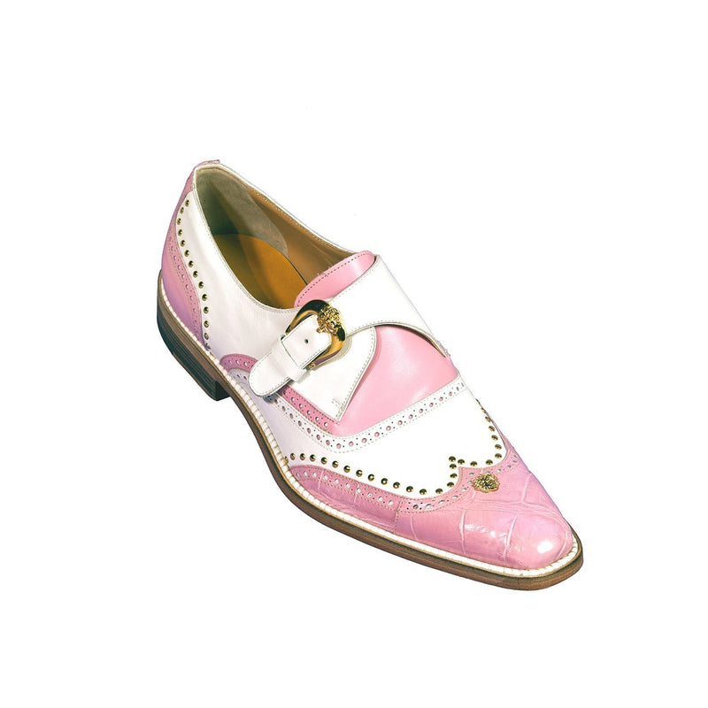 Mauri Godfather 3051 Men's Shoes Pink Exotic Alligator / Calf-Skin Leather Monk-Strap Loafers (MA5351)-AmbrogioShoes