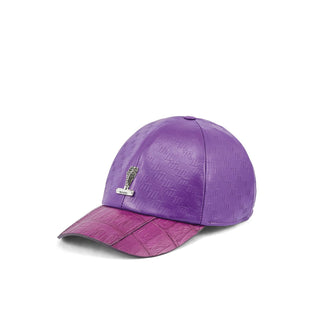 Mauri H65 Classic Men's New Grape Exotic Crocodile / Nappa Leather Hat (MAH1032) (Special Order)-AmbrogioShoes