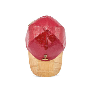 Mauri H65 Classic Men's Raspberry & Champagne Exotic Crocodile / Patent Leather Hat (MAH1034) (Special Order)-AmbrogioShoes