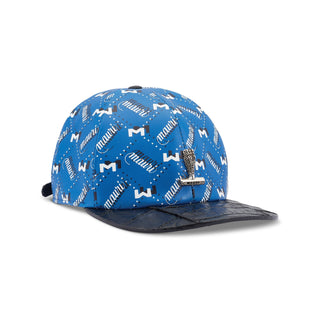 Mauri H65 Men's Blue & Black Exotic Crocodile / Calf-Skin Leather Hat (MAH1040) (Special Order)-AmbrogioShoes