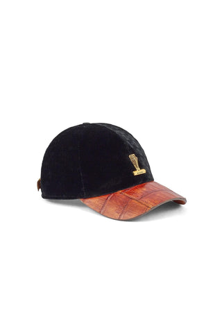 Mauri H65 Men's Exotic Crocodile Skin & Velvet Leather Hat (MAH1019)-AmbrogioShoes