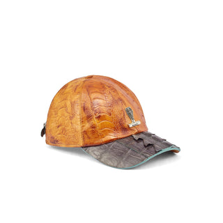 Mauri H65 Men's Mustard & Olive Exotic Crocodile / Hornback Tail / Ostrich Leg Hat (MAH1025) (Special Order)-AmbrogioShoes