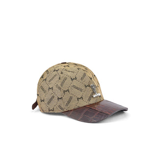 Mauri H65 Men's Sport Rust & Taupe Exotic Crocodile / Mauri Fabric Hat (MAH1028) (Special Order)-AmbrogioShoes