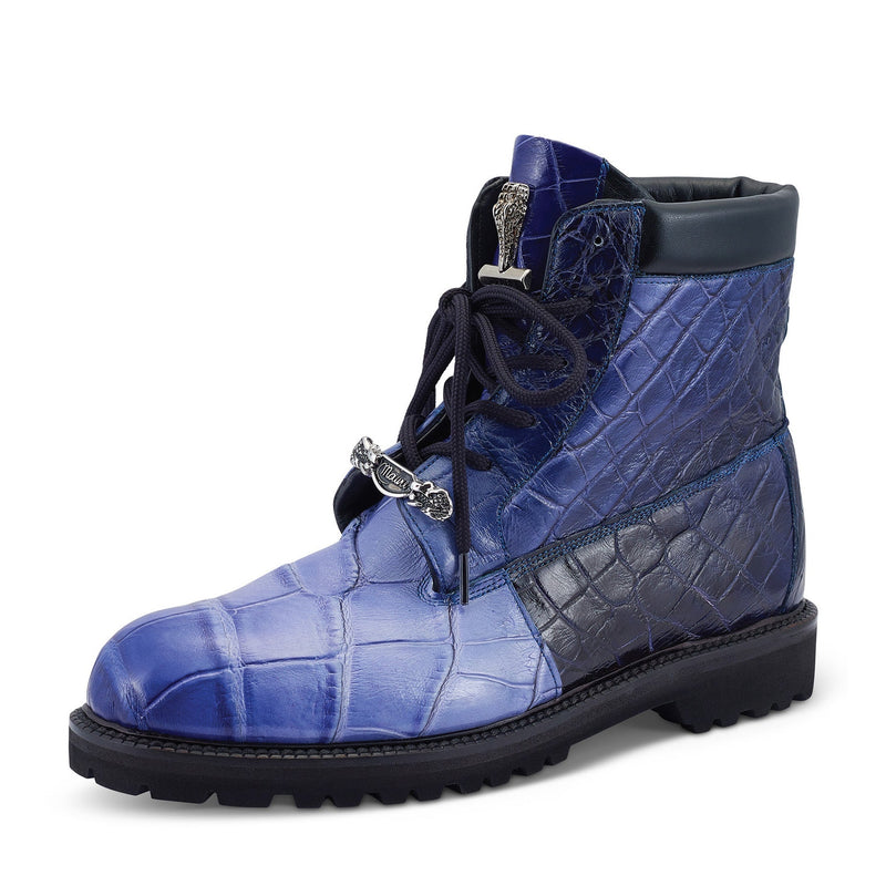 Mauri Hawk 4949/2 Men's Shoes Blue Combo Exotic Alligator Boots (MA5460)-AmbrogioShoes