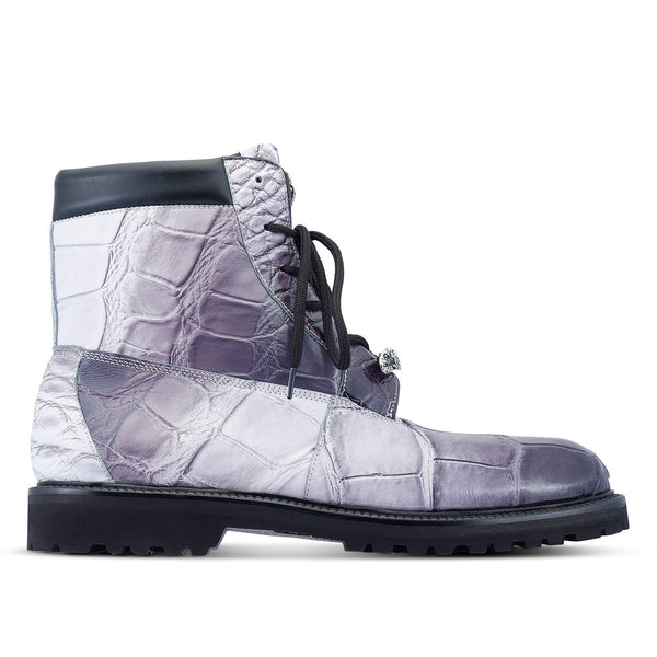 Mauri Hawk 4949/2 Men's Shoes Gray Combo Exotic Alligator Boots (MA5461)-AmbrogioShoes