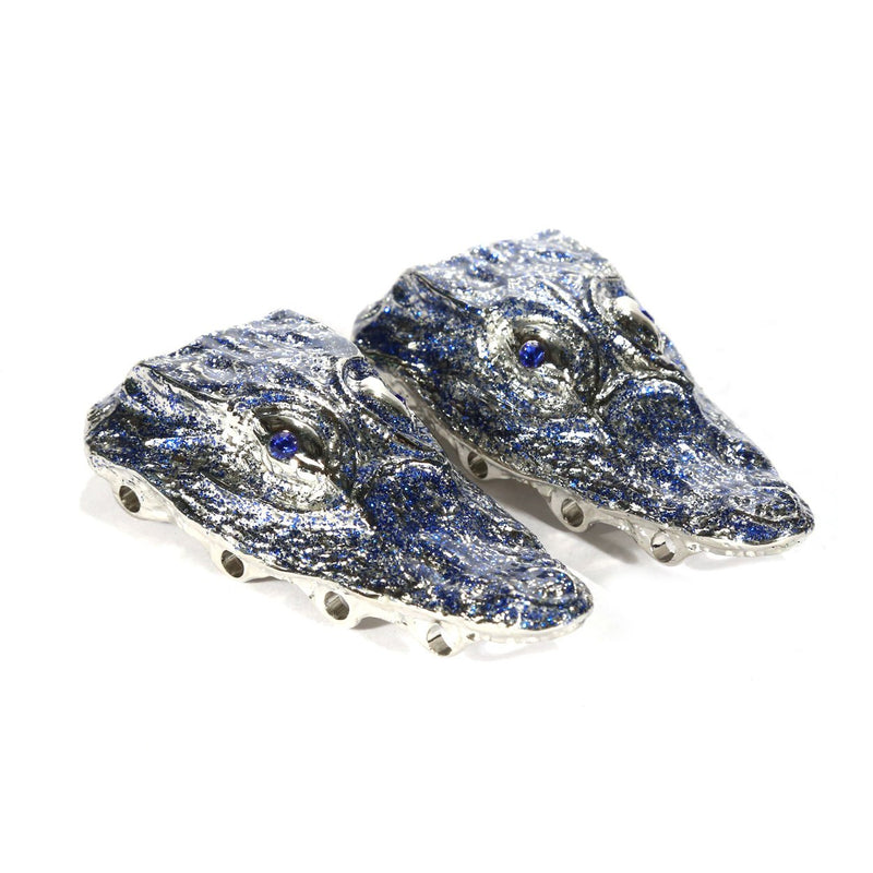Mauri LB02 Silver & Blue Metal Alligator Lace bar (MAA1002)-AmbrogioShoes