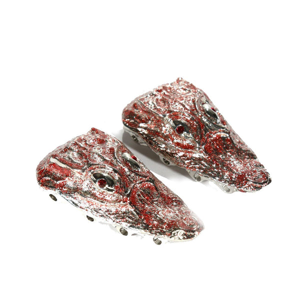 Mauri LB02 Silver & Red Metal Alligator Lace bar (MAA1000)-AmbrogioShoes