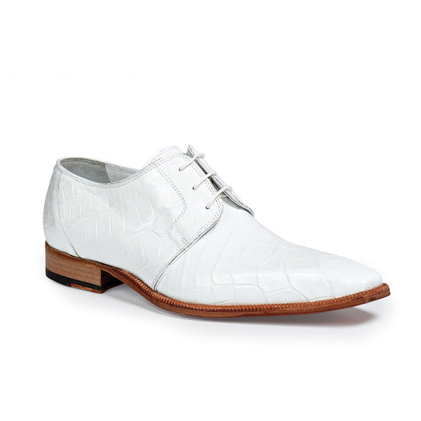 Mauri Mens Shoes Alligator White Oxfords Art 53127/2 (MA4656)(Special Order)-AmbrogioShoes