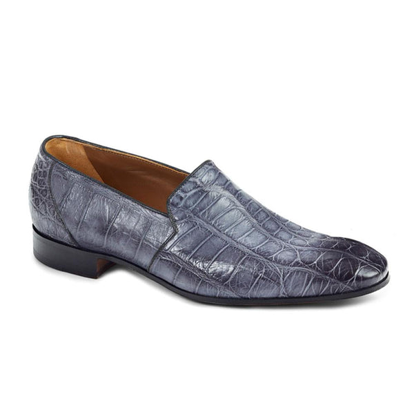 Mauri Men's Shoes Body Alligator Hand-Painted Med.Grey Loafers (MA4411)(Special Order)-AmbrogioShoes