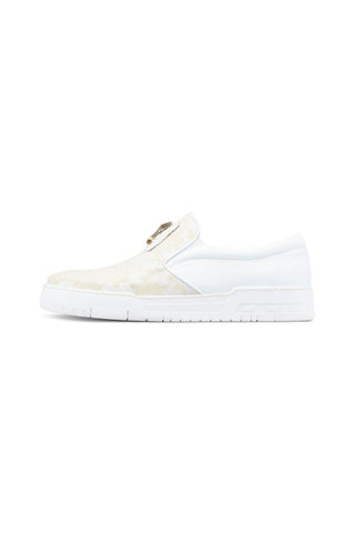 Mauri Posh 8419 White & Ivory Alligator, Nappa Leather & Fabric Casual Slip-On Sneakers (MA5536)-AmbrogioShoes