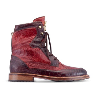 Mauri Recon 4989 Men's Shoes T Moro Red & Gold Exotic Ostrich Combat Boots (MA5482) (Special Order)-AmbrogioShoes