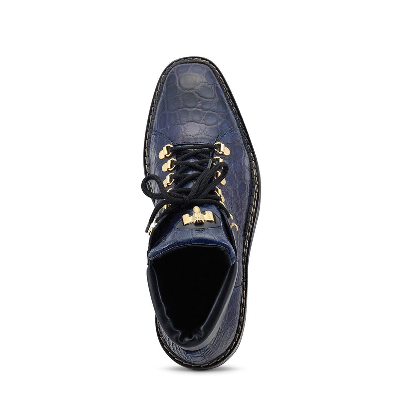 Mauri Sinner 4995 Men's Shoes Iris Blue Exotic Alligator Demi Boots (MA5462)-AmbrogioShoes
