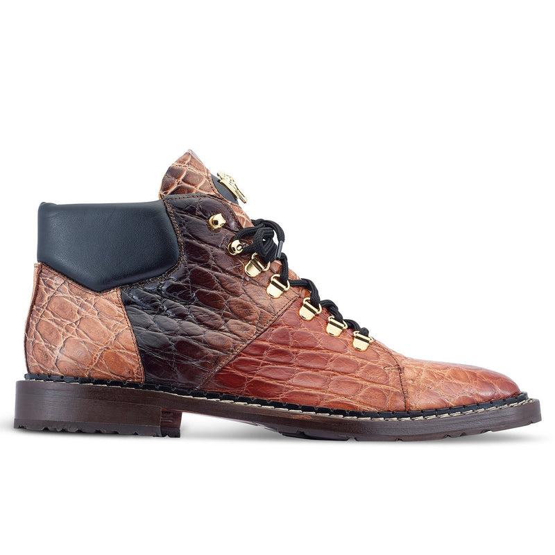 Mauri Sinner 4995 Men's Shoes Multi Brown Exotic Alligator Demi Boots (MA5463)-AmbrogioShoes
