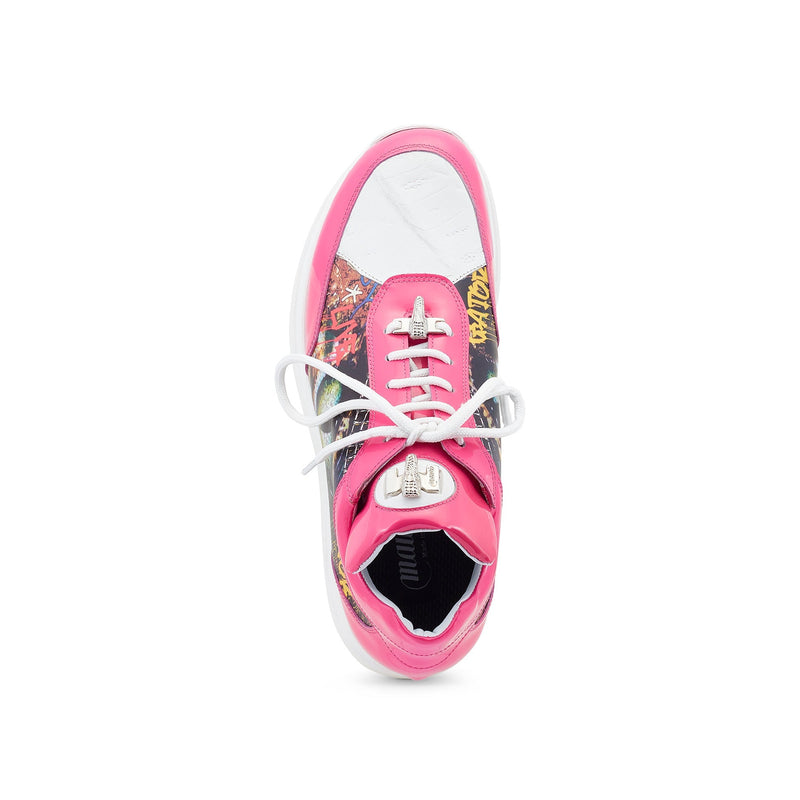 Mauri Solace 8741/2 Men's Shoes Fucsia & White Exotic Crocodile / Patent / Calf-Skin Leather Casual Sneakers (MA5547)-AmbrogioShoes