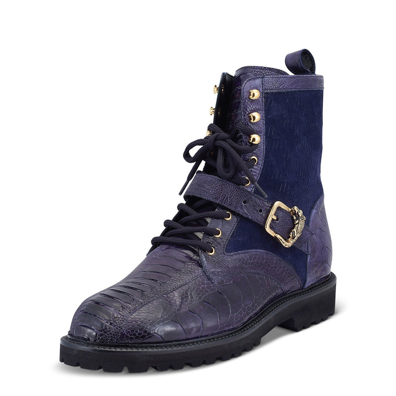 Mauri Soldier 4997 Men's Shoes Wodner Blue Exotic Ostrich Leg / Suede Leather Hiking Boots (MA5479)-AmbrogioShoes