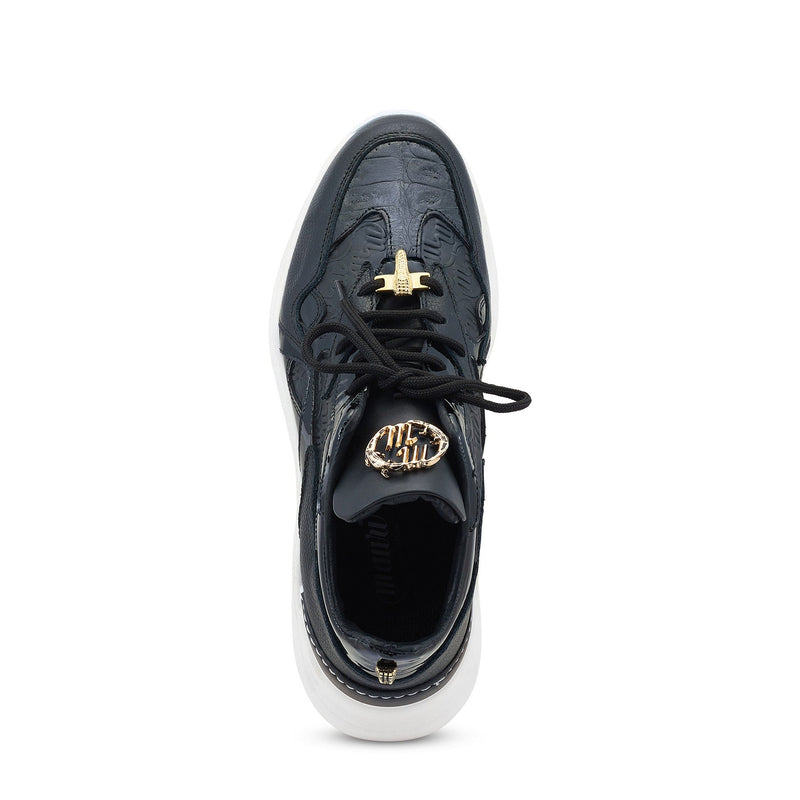 Mauri Swift 8464/2 Men's Shoes Black Exotic Crocodile / Nappa & Patent Leather Casual Sneakers (MA5511)-AmbrogioShoes