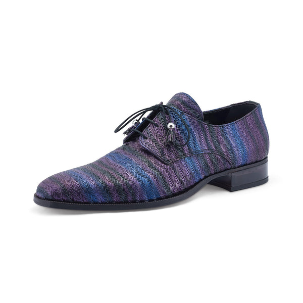 Mauri The Gala 3208 Men's Shoes Blue, Purple & Black Fabric Evening Dress Derby Oxfords (MA5537)-AmbrogioShoes