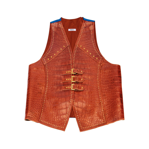 Mauri V21 Men's Accessories Gold Exotic Alligator Vest (MAJ1000)-AmbrogioShoes