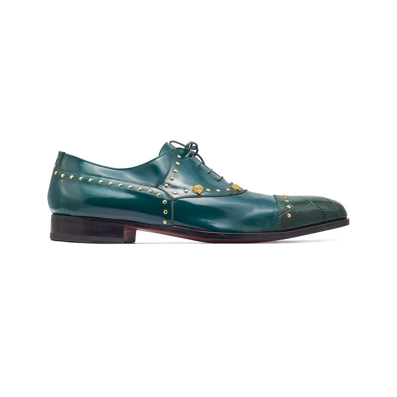 Mauri Vegas 4901 Men's Shoes Hunter Green Exotic Alligator / Calf-Skin Leather Oxfords (MA5311)-AmbrogioShoes