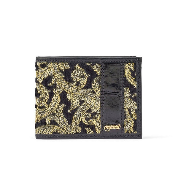 Mauri W3 Men's Black Bi-Fold Exotic Crocodile / Nappa Leather / Didier Fabric Wallet (MAWS1000)-AmbrogioShoes