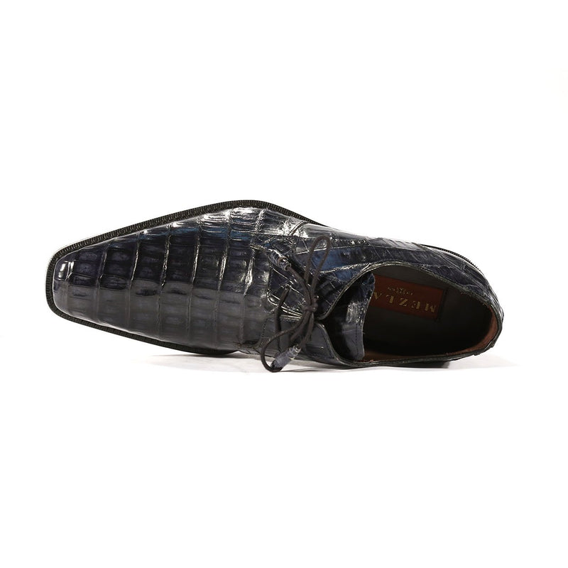Mezlan 13584-F Anderson Men's Shoes Blue Exotic Caiman Crocodile Oxfords (MZS3328)-AmbrogioShoes