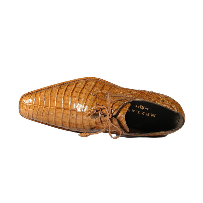 Mezlan 13584-F Anderson Men's Shoes Camel Exotic Crocodile Derby Oxfords (MZS3450)-AmbrogioShoes