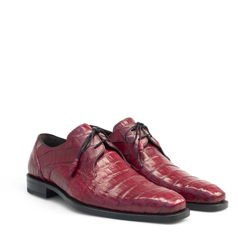 Mezlan 13584-F Anderson Men's Shoes Red Exotic Caiman Crocodile Oxfords (MZ3290)-AmbrogioShoes