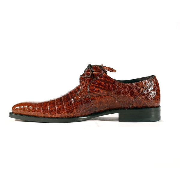 Mezlan 13584-F Anderson Men's Shoes Sport Rust Exotic Caiman Crocodile Oxfords (MZS3322)-AmbrogioShoes