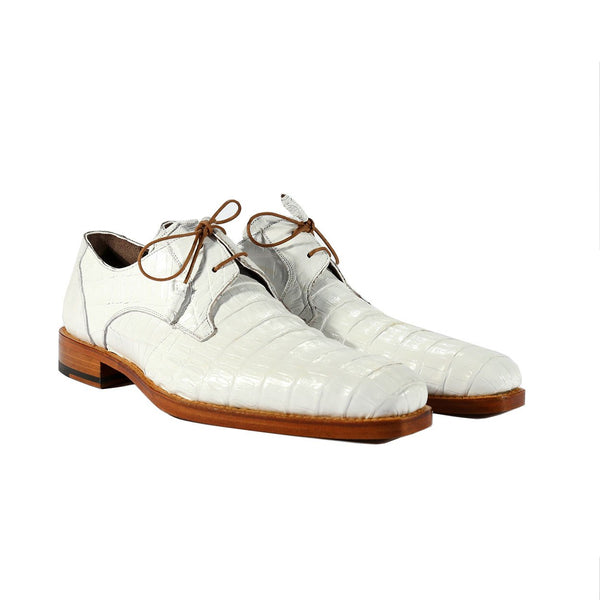 Mezlan 13584-F Anderson Men's Shoes White Exotic Caiman Crocodile Oxfords (MZS3323)-AmbrogioShoes