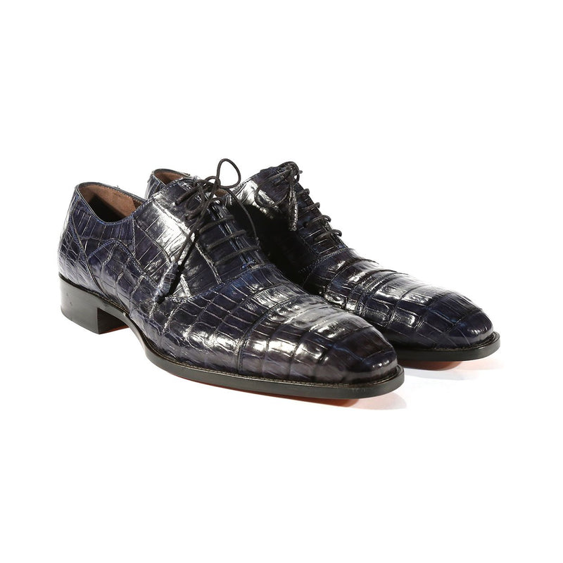 Mezlan 13993-F Dublin Men's Shoes Blue Genuine Caiman Crocodile Cap-Toe Oxfords (MZS3320)-AmbrogioShoes