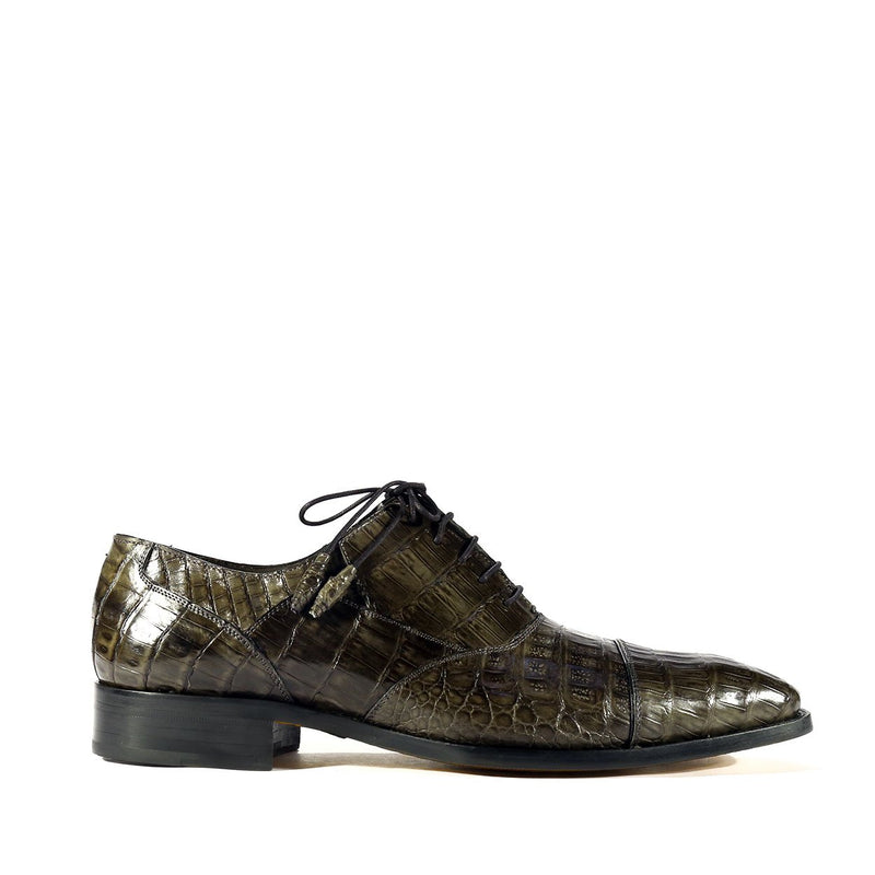 Mezlan 13993-F Dublin Men's Shoes Gray Genuine Caiman Crocodile Cap-Toe Oxfords (MZS3321)-AmbrogioShoes