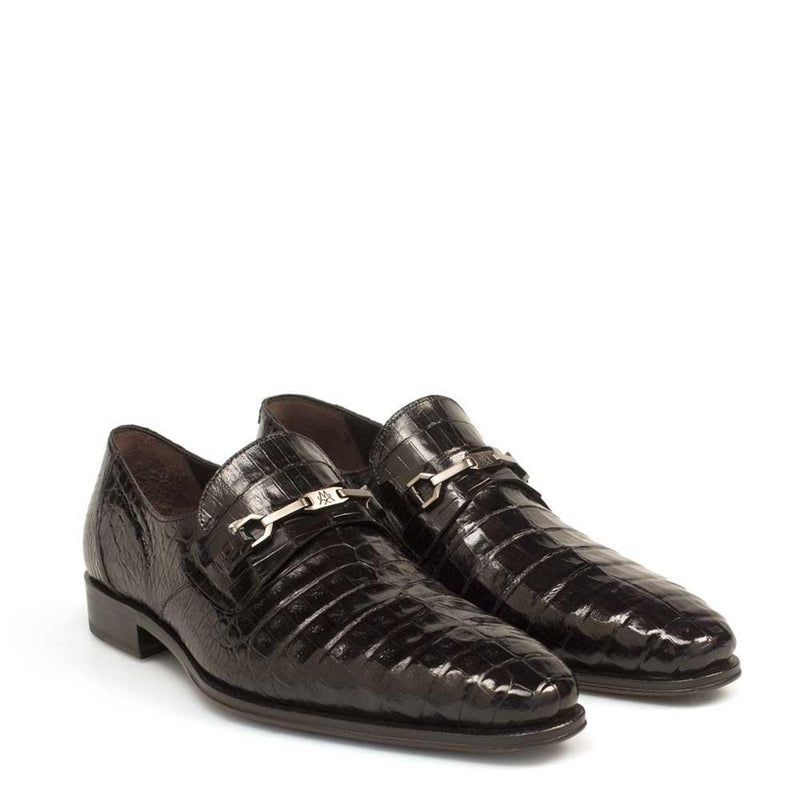 Mezlan 14250-F Galvani Men's Shoes Black Exotic Caiman Crocodile Horsebit Loafers (MZ3257)-AmbrogioShoes