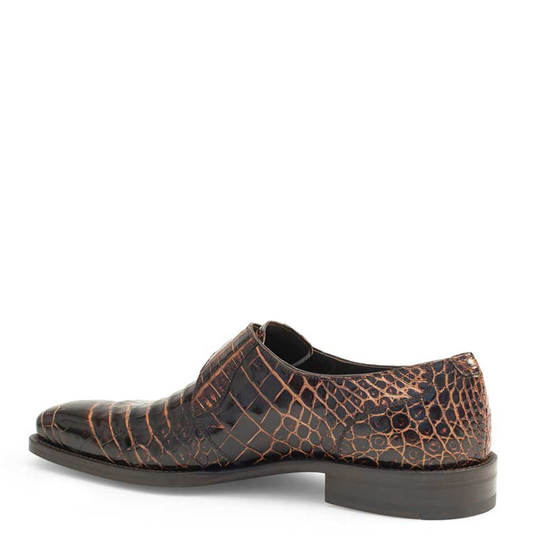 Mezlan 14436-J Men's Shoes Brown & Beige Exotic Alligator Monk-Strap Loafers (MZ3251)-AmbrogioShoes