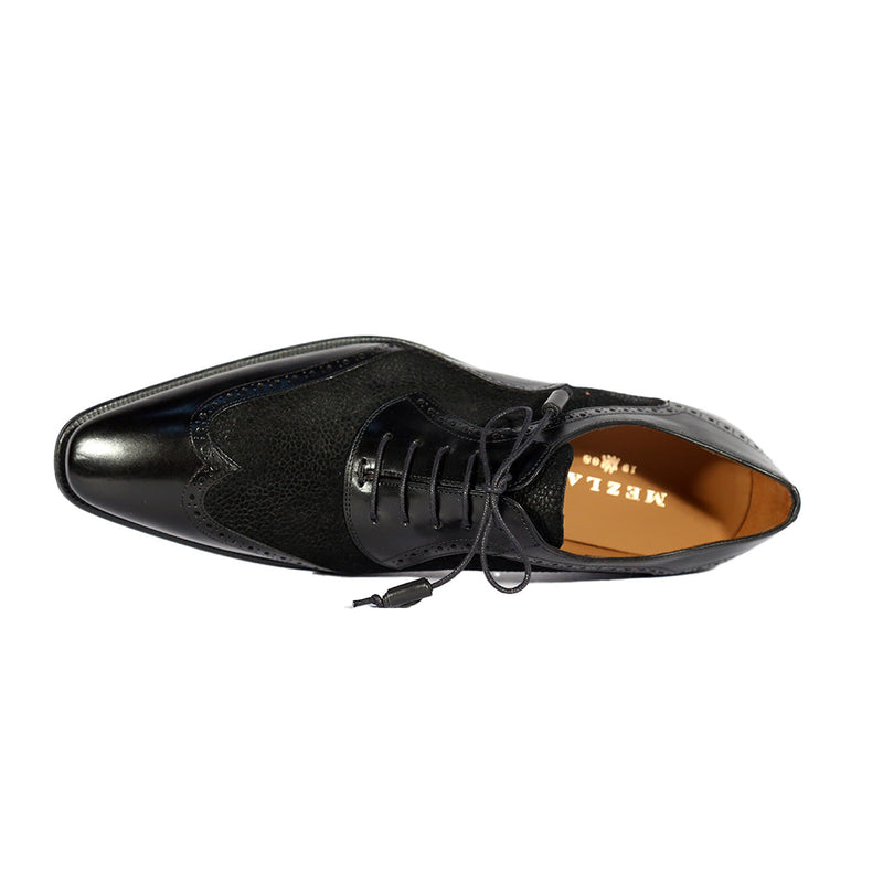 Mezlan 20528 Men's Shoes Black Suede / Calf-Skin Leather Wingtip Oxfords (MZS3555)-AmbrogioShoes