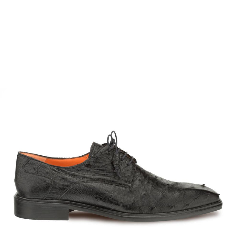 Mezlan 4531-S Men's Shoes Black Genuine Ostrich Derby Oxfords (MZ3315)-AmbrogioShoes