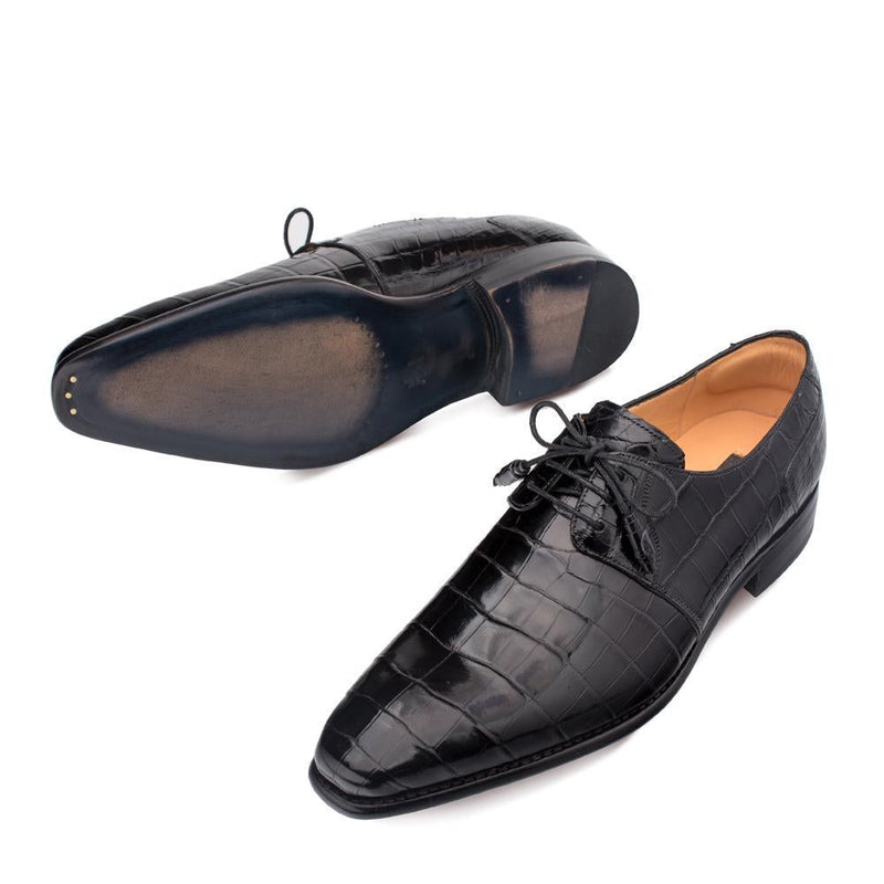 Mezlan Moscow Men's Shoes Black Alligator Oxfords 4574-J (MZ3114)-AmbrogioShoes