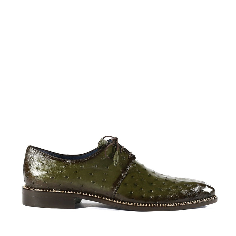 Mezlan 4732-S Tillson Men's Shoes Olive Exotic Ostrich Derby Oxfords (MZS3301)-AmbrogioShoes